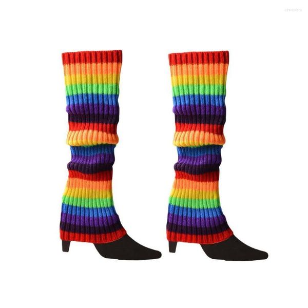 Женские носки вязание крючковые вязаные ножки теплый носок полиэстер модный радужный ботинок Бесплатный размер