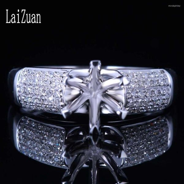 Ringos de cluster Laizuan 5,5 - 6,5 mm Corte redondo 925 prata esterlina 0,3ct Diamantes naturais genuínos semi -montagem Anel de montagem Jóias de casamento femininas