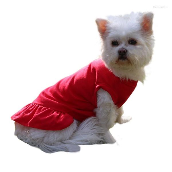 Vestuário de vestuário de cachorro Pet Skirt Puppy Mini Hem T-shirt Dress Cor Solid Summer Style Polyester High-Quality Tecrais Fine Workmanship Health and Safe