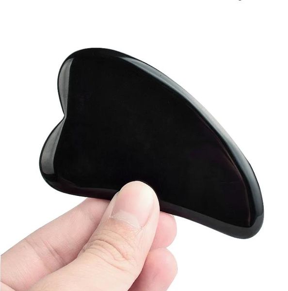 Naturale Nero Ossidiana Viso Gua Sha Strumento SPA Massaggiatore Agopuntura Lifting Del Viso Pietra di Giada Guarigione Prodotto di Bellezza Cura Della Pelle