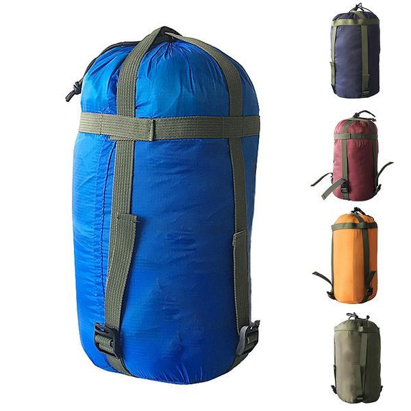 Schlafsäcke Wasserdichte Kompression Zeug Schlafen Sack Tasche Pack Nylon Stoff Für Outdoor Camping Lagerung Taschen Kordelzug Design 230323