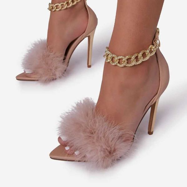 Sommer 2021 Mode Spitz Closed Toe Heels Sexy Womans High Heels Sandalen Luxus Schuhe Frauen Designer Feder Heels Weibliche 230202