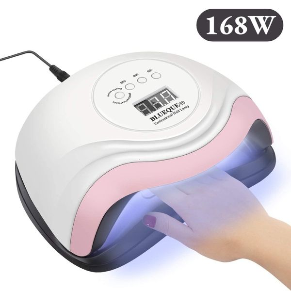 Asciuga Unghie 168W Lampada UV LED per Unghie Lampada Portatile per Asciugatura Smalto Gel con 4 Timer per Ingranaggi Asciuga Unghie Professionale Strumenti per Manicure 230323