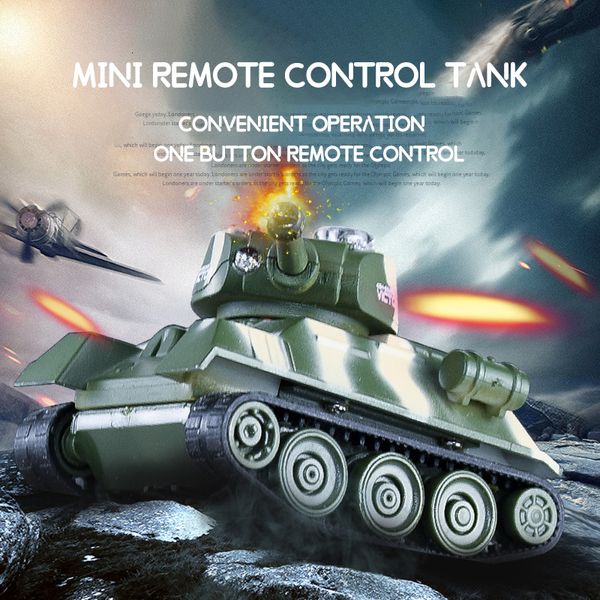 Электрический RC Car Mini RC Tank Model Электронный радиоуправляющий транспортный автомобиль Портативные игрушки 4CH Pocket военные боевые моделирование подарки Toy Boys 230323