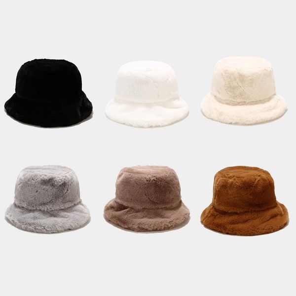 Cappello a secchiello in pelliccia di coniglio finta retrò donna inverno caldo cappelli Panama protezione solare per esterni berretto da sole regalo da donna HCS255