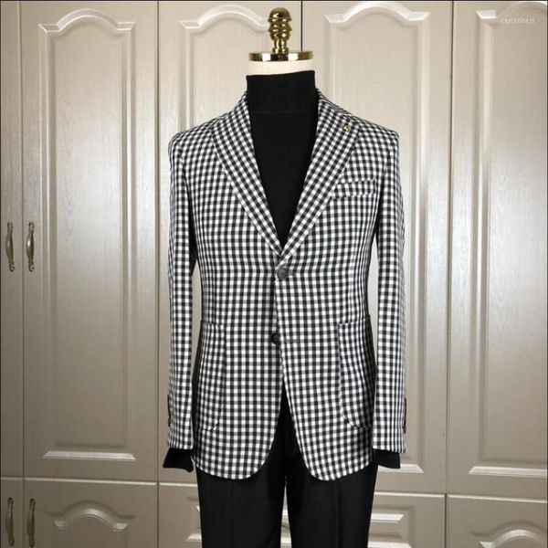 Ternos masculinos Plaid Suit Jackets Men Casual Tide Hairstylist Blazers Europa e o outono original dos Estados Unidos