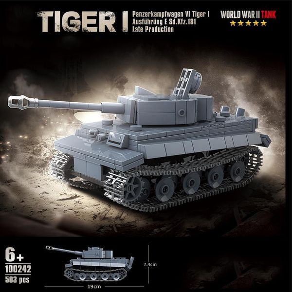 Blöcke WW2 Militär Panzer Tiger I Schwerer Panzer Panzerkampfwagen VI Ausf E Gebäude Zweiter Weltkrieg Figuren Ziegel Modell Spielzeug Geschenke 230322