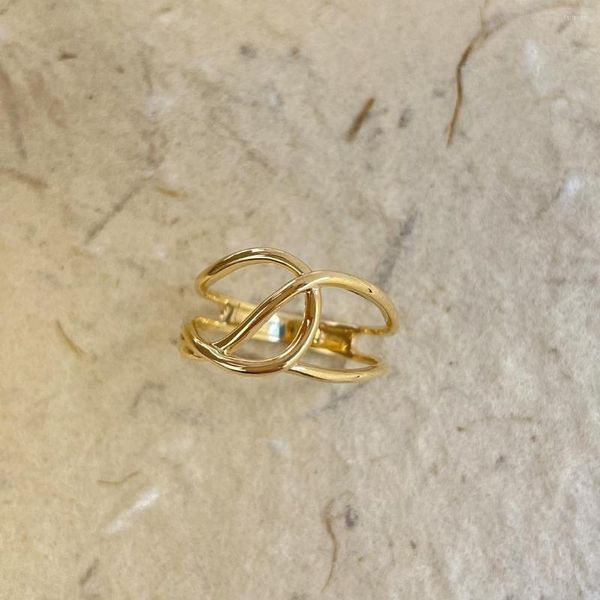 Clusterringe SX Desinger's Brand aus massivem 18-karätigem Gelbgold für Damen, Geburtstagsgeschenke, edler Schmuck