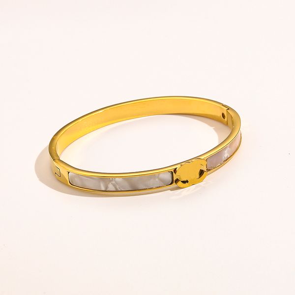 Mos7 Bangle Europe Fashion Style Designer Marchio c Braccialetti con doppia lettera Gioielli di lusso da donna Amanti del matrimonio in acciaio inossidabile placcato oro 18k