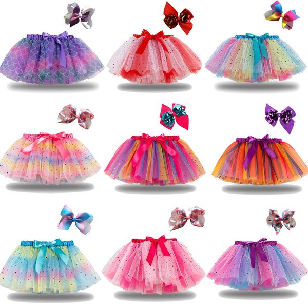 Gonna tutù di design per gonna da bambina nuova con fodera interna Bowknot Tornante Gonne di garza Abiti da principessa Vestiti per bambini 3-8T