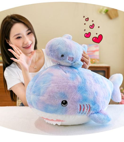 popolare bambola colorata di squalo peluche serie oceano giocattoli Simpatico squalo che dorme cuscino di tiro morbido regalo di riempimento