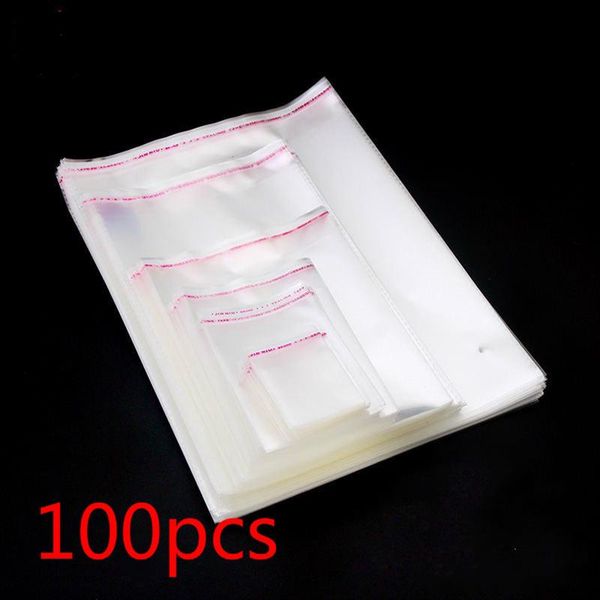 Embrulho de presente selvagem 100pc Auto-adesivo saco de celofane transparente self Selating Small plástico sacos para embalagem de doces Poupa de embalagem de biscoito