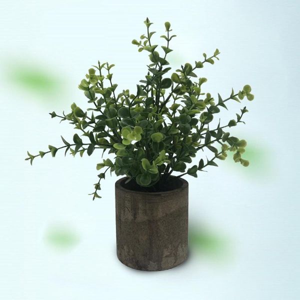 Fiori decorativi Mini piante di eucalipto artificiale con vaso per scrivania da ufficio Vasi di plastica per piante finte Decorazione per docce domestiche