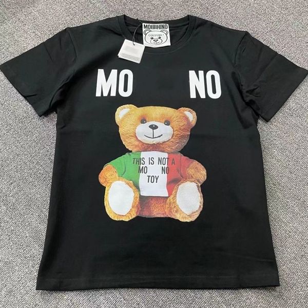 Itália Marcas Conforto Cores Camisetas Urso De Pelúcia Carta Impressão Gráfica Lazer Moda Durável Qualidade Casal Designer Preto Branco Mens Mulher Roupas Tee Tops C1