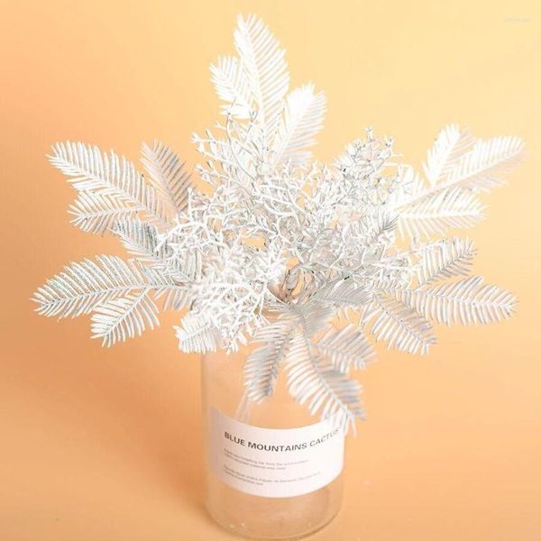 Flores decorativas Ferns 6 peças brancas brancas pequenos buquês falsos plantas falsas suculentas punhadas sokcho da família decoração de natal