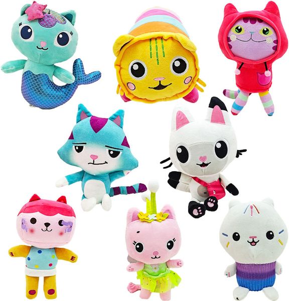 New Gabby Dollhouse Peluche Mercat Cartoon Animali di peluche Sorridente Cat Car Cat Hug Gaby Girl Dolls Regali di compleanno per bambini Fan