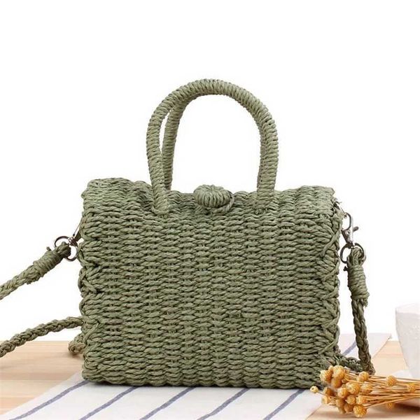 Borsa Borsa Borsa a tracolla Moda Borsa a tracolla fatta a mano Borsa a secchiello da spiaggia estiva Borsa in paglia di mare con catena in rattan