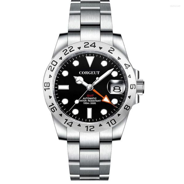 Relógios de pulso 40mm Luxo Mechanical Watchwatch NH34 GMT Relógio Top Brand Sapphire Glass 100m Homens à prova d'água Relloj Hombre