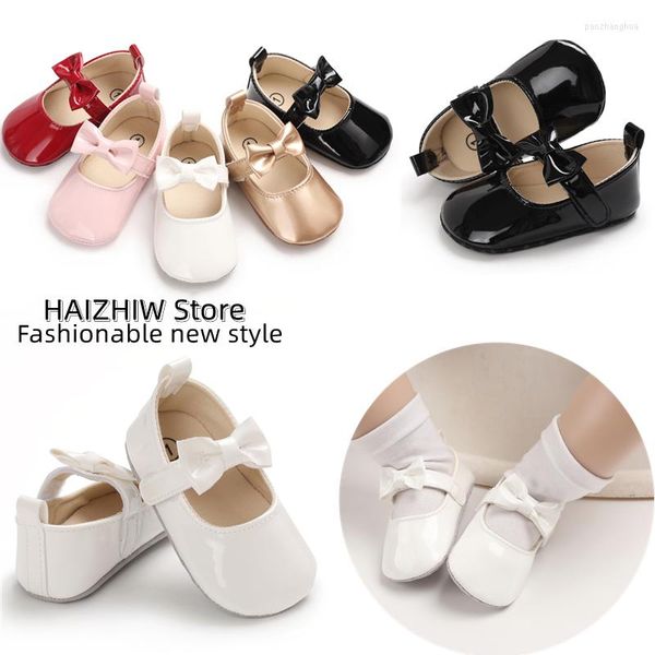 Первые ходьбы Haizhiw милая девочка обувь мода малыш Binyag Princess Flats Bow Soft Sole Born Kids Sandals