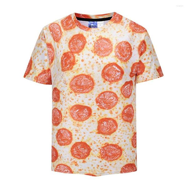 Erkek Tişörtleri Yumuşak 3d Pizza Yemek Erkekler Pamuk Spor Tee Kısa Kollu Mürettebat Boyun T-Shirt