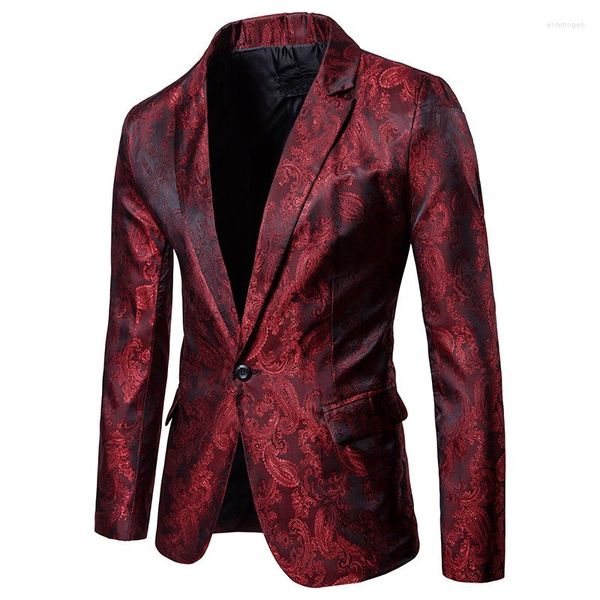 Ternos masculinos masculino Paisley Floral Tuxedo Jaqueta Um botão elegante e elegante, traje de traje de vestido Blazer Men Stage