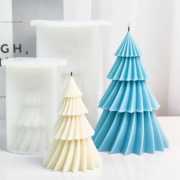 Candele Grande albero di Natale rotante geometrico Candela profumata Stampo in silicone Candele natalizie fatte a mano per alberi di Natale Stampi in silicone 3D 230324