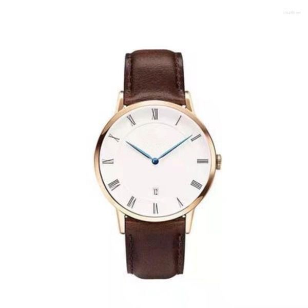 Relógios de pulso 2023 Luxury Ultra-Fhin Casal Quartz Watch for Men Wrist Watches Fashion Frontier Clock 38mm 34mm