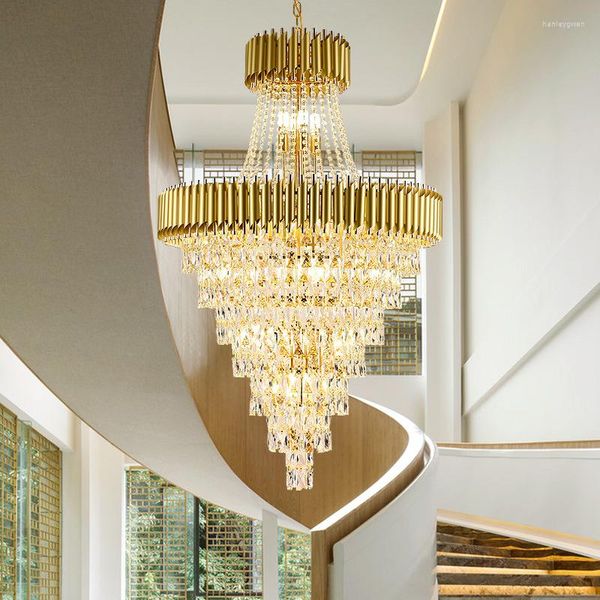 Lampadari Modern Light Luxury Crystal Grande Lampadario Duplex Villa Soggiorno El Lobby Lampada