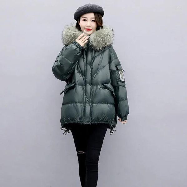 Trench feminina casacos de grande inverno feminino no algodão jaqueta acolchoada 2023 Jack de pelúcia fino e solto