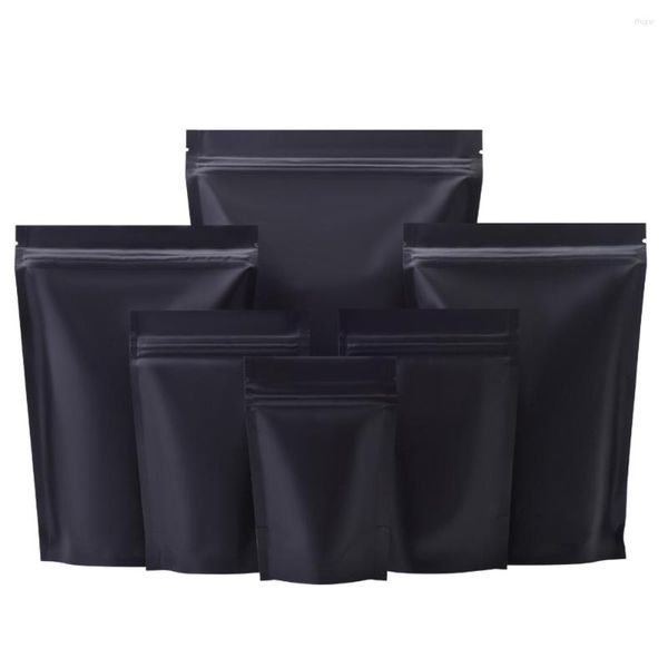 Bolsas de armazenamento 100pcs fosco preto mylar folha de stand up bolsa self selo