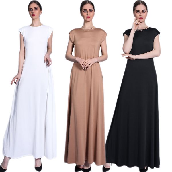 Abbigliamento etnico Donne musulmane Lady Long Maxi Dress Senza maniche Underdress Slim Arab Abaya Robe Ramadan Kaftan Turkish Dubai Middle East 230324