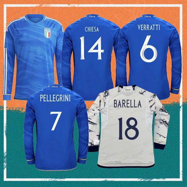 23/24 Manches longues Italie Maillots de football 2023 CHIESA VERRATTI BARELLA Chemise PINAMONTI GRIFO ZANIOLO RICCI GNONTO Uniforme de football