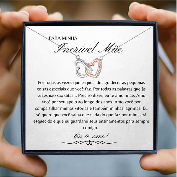 Collane con ciondolo Estate Novità in collana per donna Regalo di lusso per la festa della mamma Doppio cuore Girocollo Gioielli vintage con carta portoghese e scatola Z0324