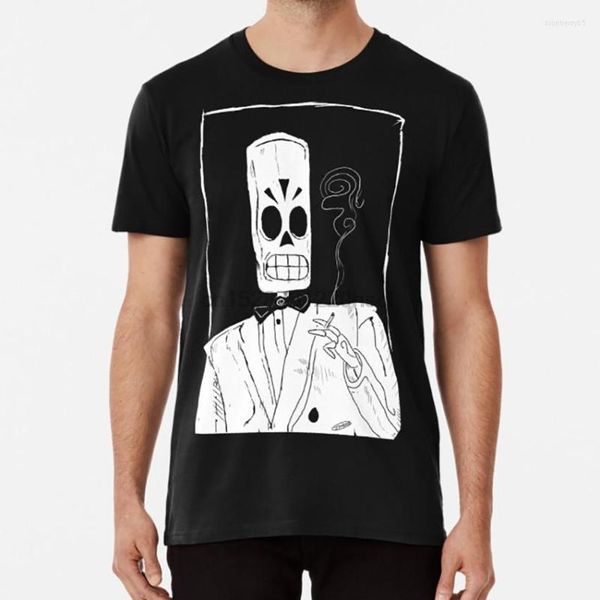 Camisetas masculinas camisa sombria fandango manny skeleton game esboço