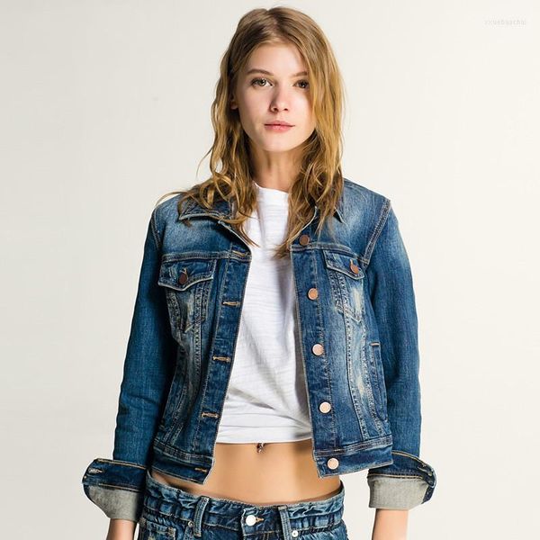 Damenjacken Denim Crop Jeans Jacke Frauen Plus Size Blau Casual Basic Frühling Herbst Kurz Sommer Damen Slim Mäntel