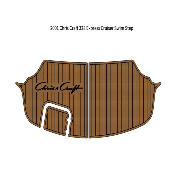 2001 Chris Craft 328 Express Cruiser Badeplattform-Pad für Boot, EVA-Schaum, Teakholzboden, selbstklebender SeaDek-Boden im Gatorstep-Stil