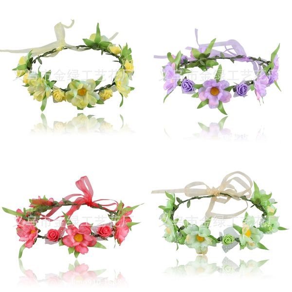 Corona di fiori Fascia per capelli Adulti Donna Bambini Ghirlanda di capelli Fiore di nozze Diademi Ghirlanda Ghirlande da sposa Fasce Boho Pezzi per la testa Accessori per capelli Prom Fascinator