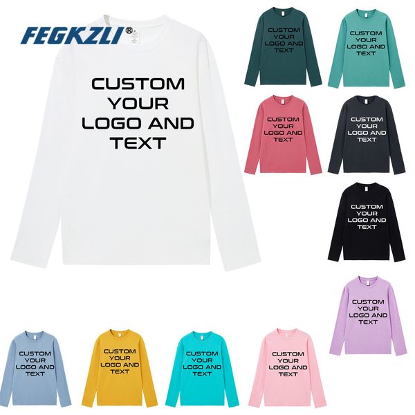 Magliette da uomo T-shirt personalizzata a maniche lunghe in cotone 100% Crea il tuo design Testo Uomo Donna Stampa Design originale Regali di alta qualità Tshirt 230323