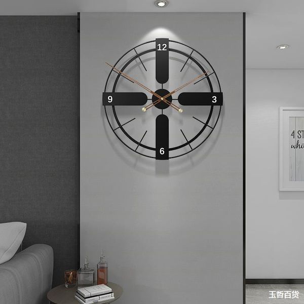 Wanduhren Nordic Große Metall Schwarz Uhr Home Decor Eisen Uhr Aufkleber Modernes Design Saat Wohnzimmer Dekoration Stille Merchanism
