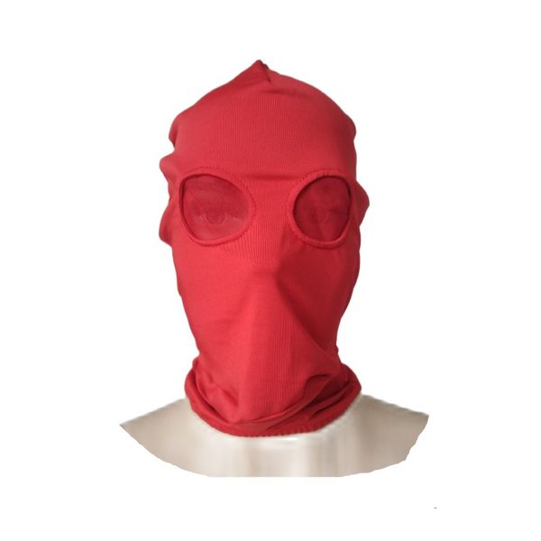 Accessori per costumi Maschera di Halloween Costumi Cosplay Cappuccio rosso in spandex con occhi a rete rossa Costumi Zentai unisex Accessori per feste