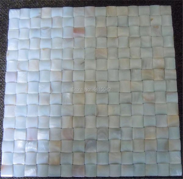 Tapeten Nahtlose weiße Süßwasser-Perlmutt-Mosaikfliesen für Heimdekoration, Wand, 1 Quadratmeter/Los, konvexes Muster AL061