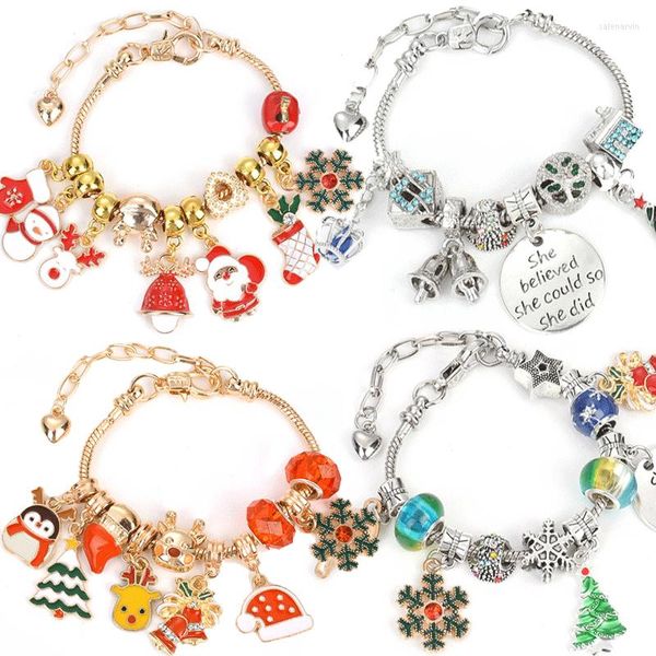 Charm-Armbänder, Weihnachten, Metallanhänger, handgefertigt, DIY-Anhänger, Ornamente, Perlen für Armband-Set, Schmuckherstellung, Weihnachtsdekoration, Kindergeschenk