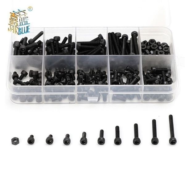 Parti di utensili 280pcsbox M2 M2.5 M3 Kit di viti Vite a testa cilindrica con esagono incassato DIN912 Kit di bulloni a testa esagonale in acciaio nero 230323