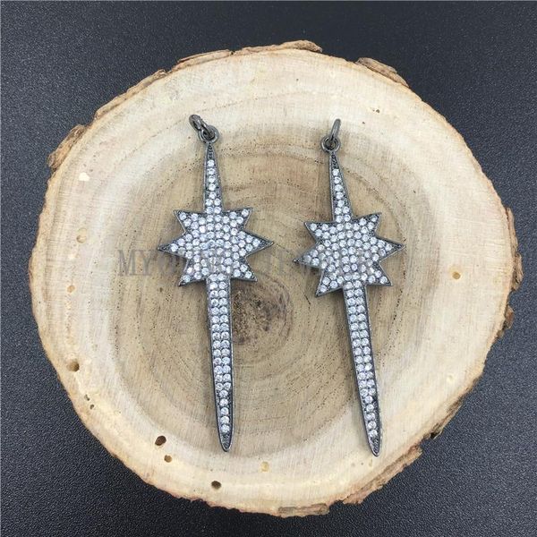 Colares pendentes micro pavor claro zirconia spike point pistola preta estrela zircão charme cúbico descoberta