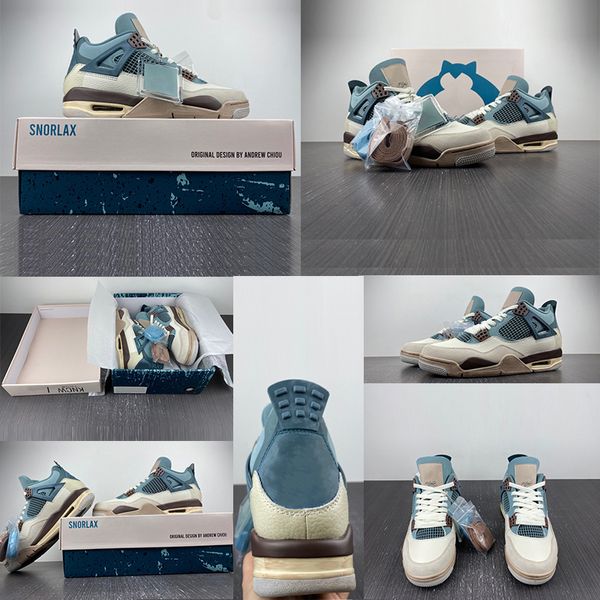 Pokemon Snorlax Custom Jumpman 4 4s Баскетбольная обувь Мультфильм кобрендинг Дизайнерская мода Прохладный Высочайшее качество Открытый Мужчины Женщины Кроссовки Спортивные кроссовки 36-47