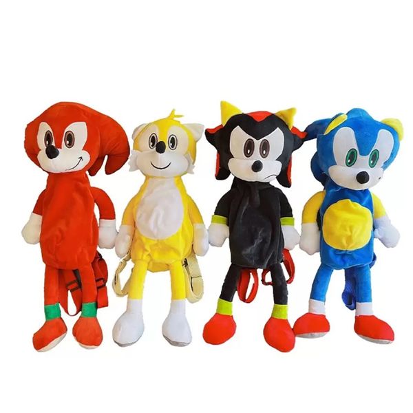 60cm 3D Sonic Modell Plüschrucksäcke Spielzeug Igelfigur Kurze Plüschschultaschen Einkaufen gehen Dekotasche Kinder Mann Frau Outdoor Spielzeug