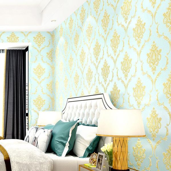 Papéis de parede European Luxury Bedroom Home não tecido Papel de parede de alta qualidade Salão de beleza Atmosfera 3D Sala estéreo Background WallPape WallPape de parede