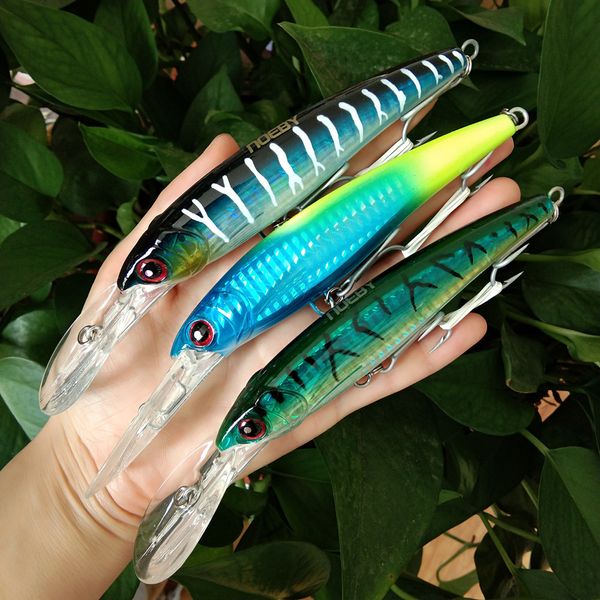 Iscas de iscas Noeby 3pcs 14cm 52g 16cm 73g Solando lento Braits artificiais Pesca marinha Wobblers Minnow Lure 230323