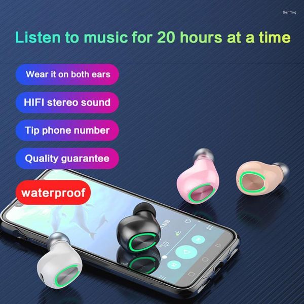 Cuffie senza fili Auricolari Bluetooth invisibili Mini Auricolari auricolari singoli con microfono Auricolare di qualità audio 18D Tempo di musica 12 ore