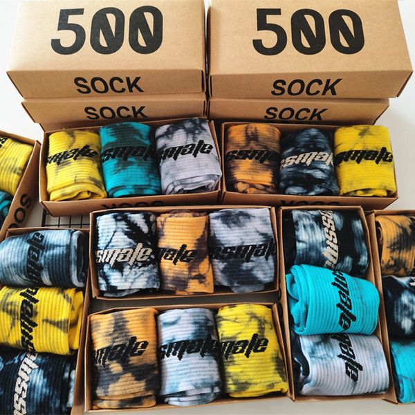 Herrensocken, modische Batik-Basketball-Tidal-Jugend-Designer-Socken, 3 Paar/Box, Geschenkpackung